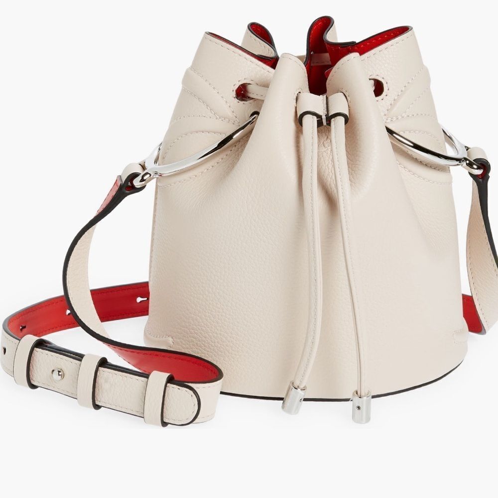NWT Christian Louboutin ‘BY MY SIDE’ calfskin bucket bag in leche